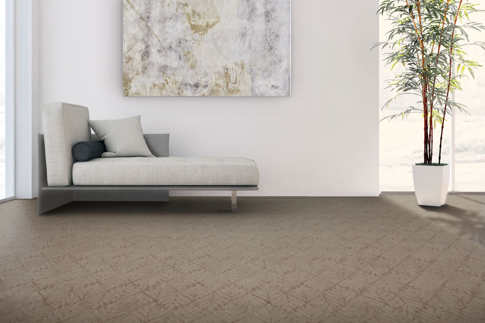 leaf patterned neutral brown carpet